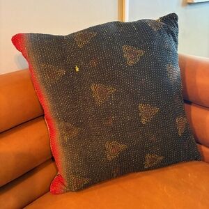 NWT Vintage One Of A Kind Sari Kantha Pillow-18in Yellow/Black